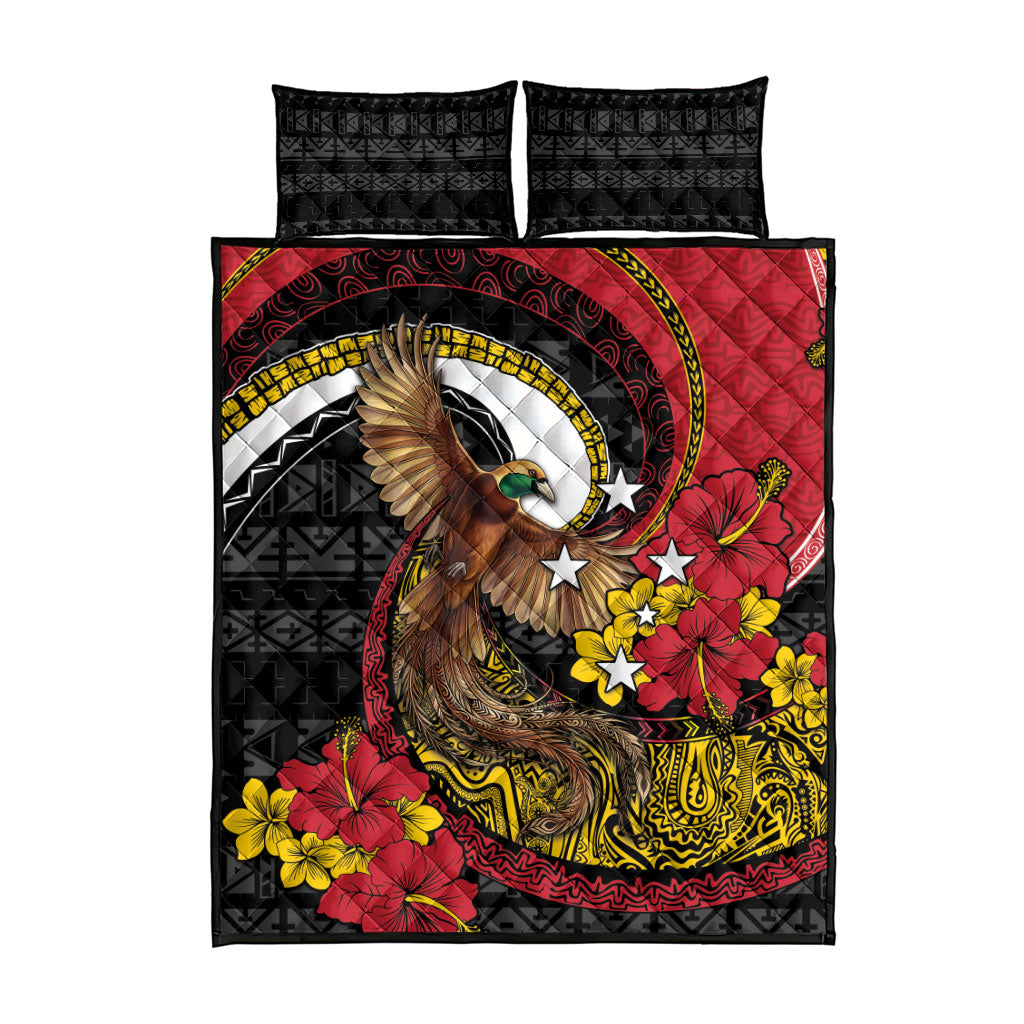 Papua New Guinea Language Week Quilt Bed Set Bird Of Paradise Tribal Floral Pattern DT05 - Polynesian Pride