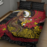 Papua New Guinea Language Week Quilt Bed Set Bird Of Paradise Tribal Floral Pattern DT05 - Polynesian Pride