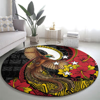 Papua New Guinea Language Week Round Carpet Bird Of Paradise Tribal Floral Pattern DT05 - Polynesian Pride