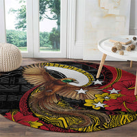Papua New Guinea Language Week Round Carpet Bird Of Paradise Tribal Floral Pattern DT05 - Polynesian Pride
