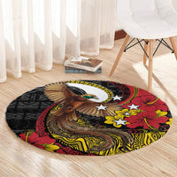 Papua New Guinea Language Week Round Carpet Bird Of Paradise Tribal Floral Pattern DT05 - Polynesian Pride