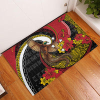 Papua New Guinea Language Week Rubber Doormat Bird Of Paradise Tribal Floral Pattern DT05 - Polynesian Pride