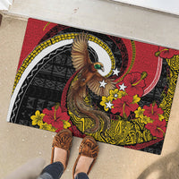 Papua New Guinea Language Week Rubber Doormat Bird Of Paradise Tribal Floral Pattern DT05 - Polynesian Pride
