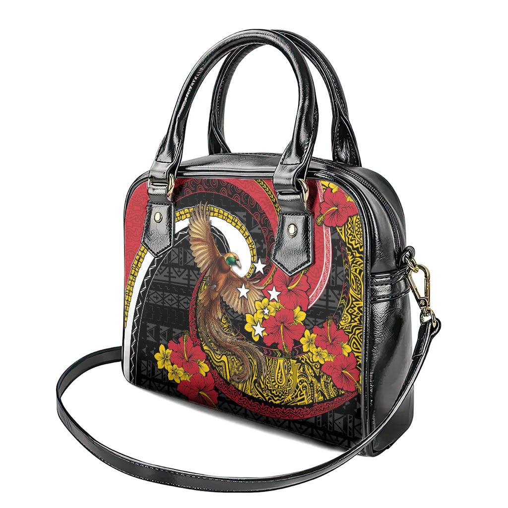 Papua New Guinea Language Week Shoulder Handbag Bird Of Paradise Tribal Floral Pattern DT05 - Polynesian Pride
