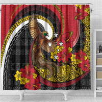 Papua New Guinea Language Week Shower Curtain Bird Of Paradise Tribal Floral Pattern DT05 - Polynesian Pride