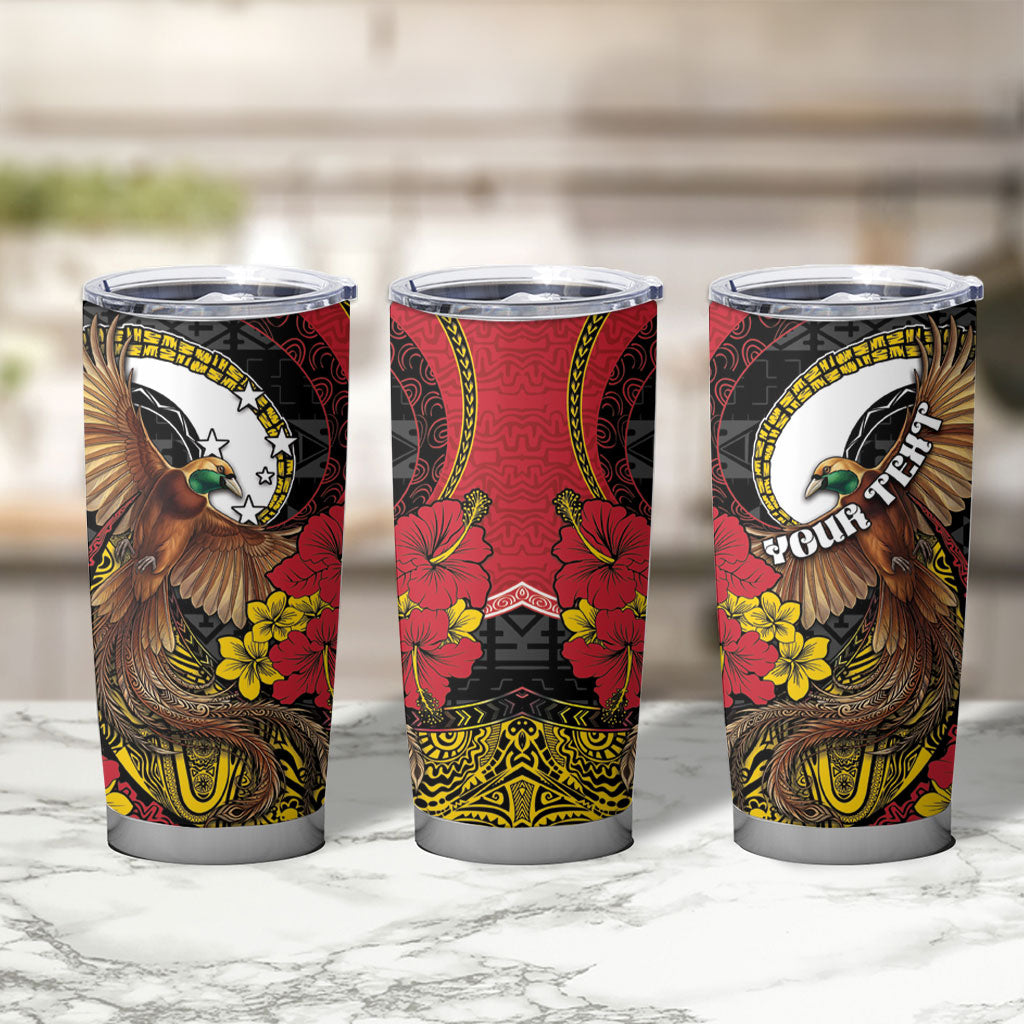 Personalised Papua New Guinea Language Week Tumbler Cup Bird Of Paradise Tribal Floral Pattern DT05 - Polynesian Pride