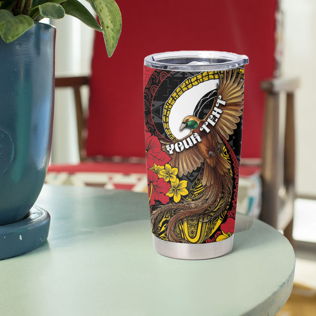 Personalised Papua New Guinea Language Week Tumbler Cup Bird Of Paradise Tribal Floral Pattern DT05 - Polynesian Pride