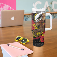 Personalised Papua New Guinea Language Week Tumbler With Handle Bird Of Paradise Tribal Floral Pattern DT05 - Polynesian Pride