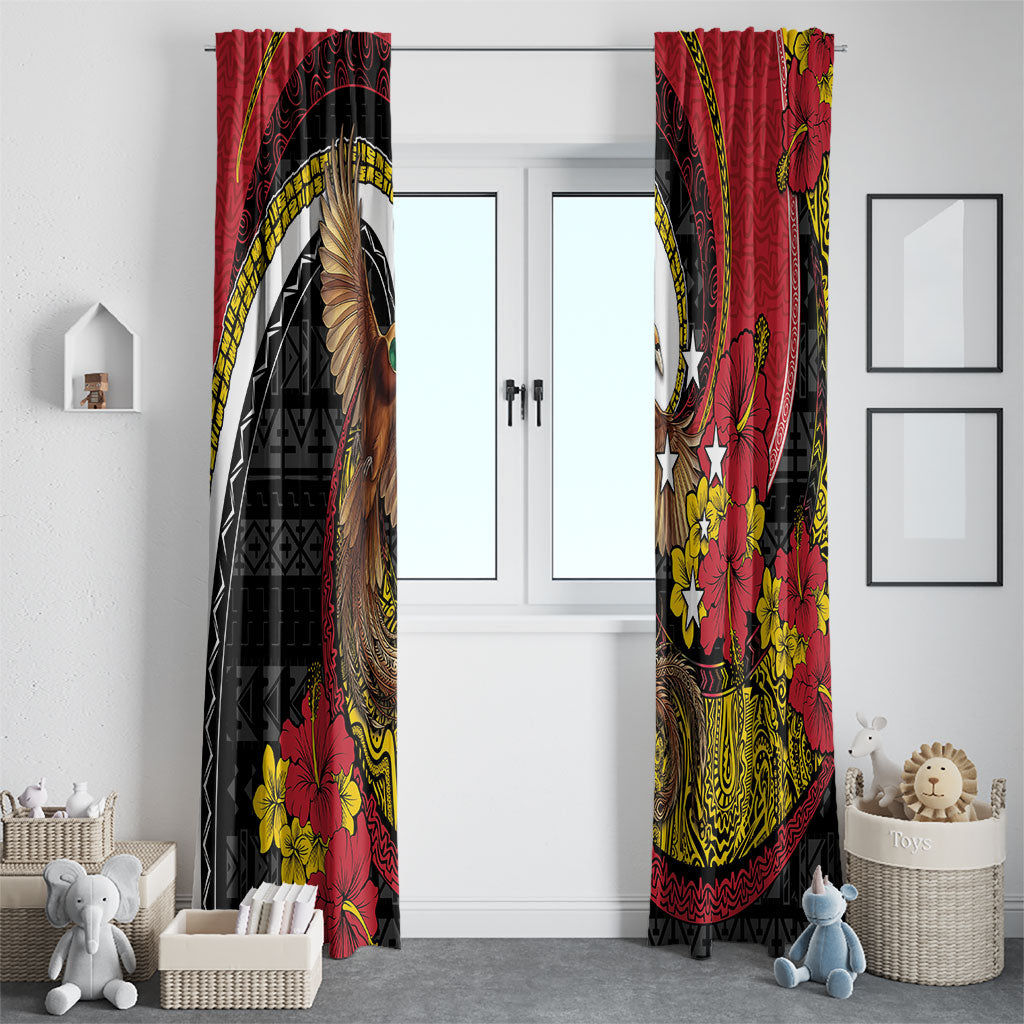Papua New Guinea Language Week Window Curtain Bird Of Paradise Tribal Floral Pattern DT05 - Polynesian Pride