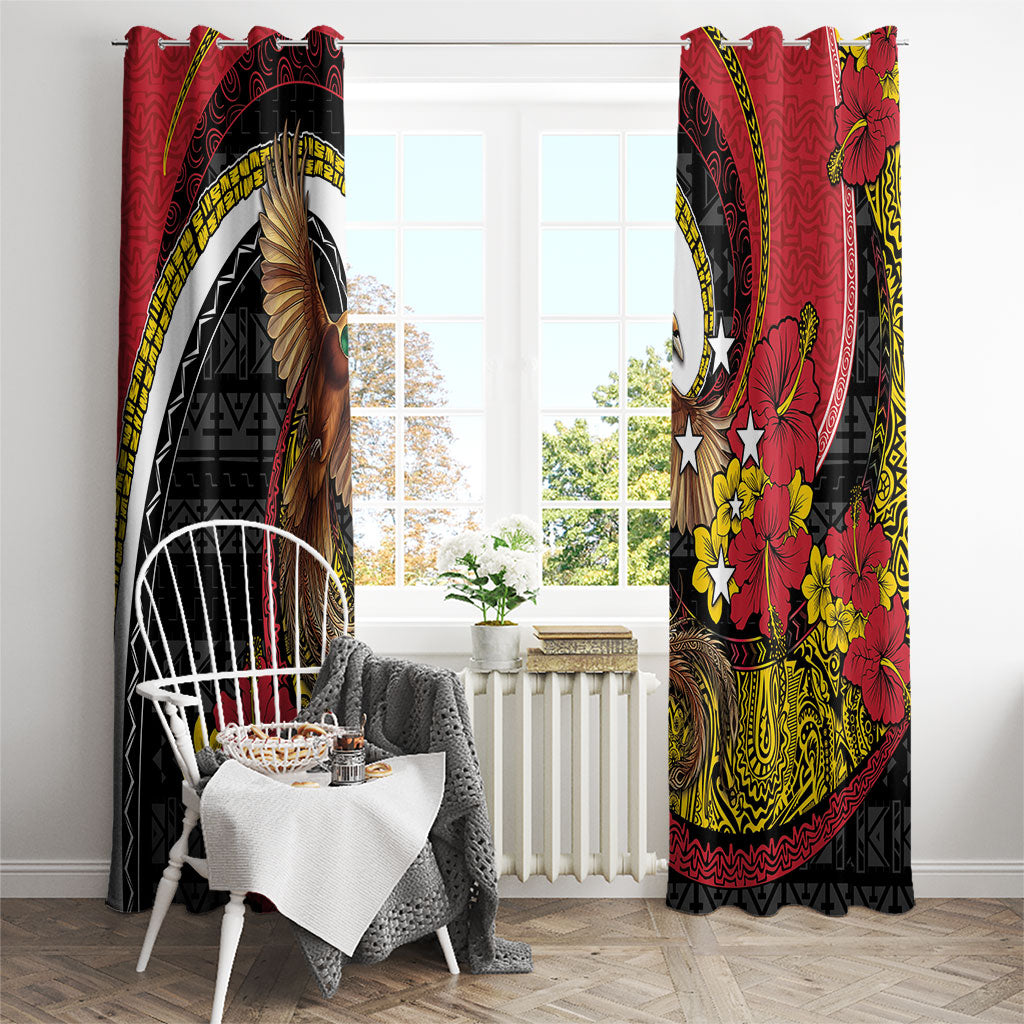 Papua New Guinea Language Week Window Curtain Bird Of Paradise Tribal Floral Pattern DT05 - Polynesian Pride