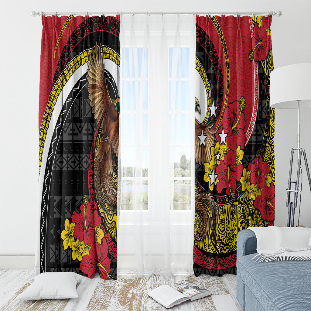 Papua New Guinea Language Week Window Curtain Bird Of Paradise Tribal Floral Pattern DT05 - Polynesian Pride