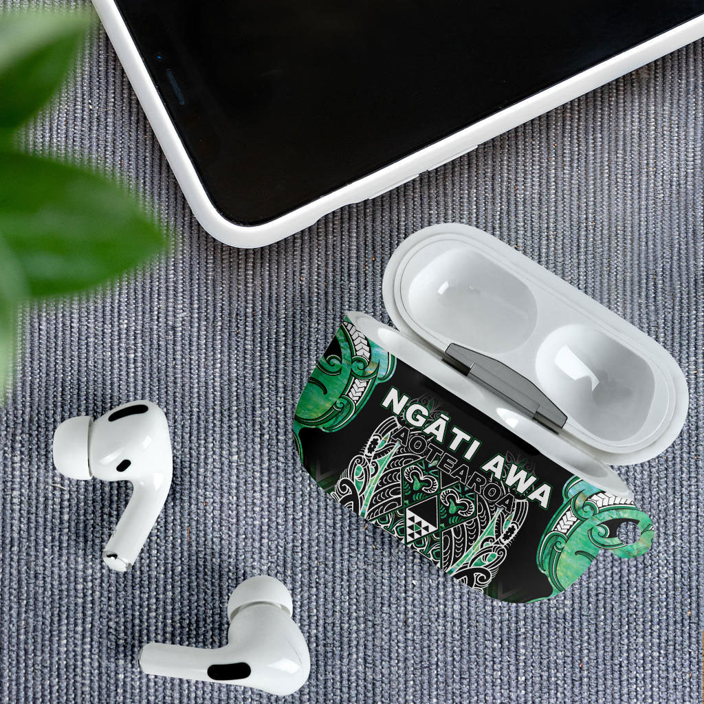 Aotearoa Ngati Awa AirPods Case Maori Tribal Green Marble Paua Shell Pattern DT05 - Polynesian Pride