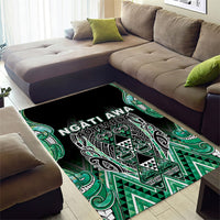 Aotearoa Ngati Awa Area Rug Maori Tribal Green Marble Paua Shell Pattern DT05 - Polynesian Pride