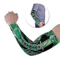 Aotearoa Ngati Awa Arm Sleeves Maori Tribal Green Marble Paua Shell Pattern DT05 Set of 2 Green - Polynesian Pride