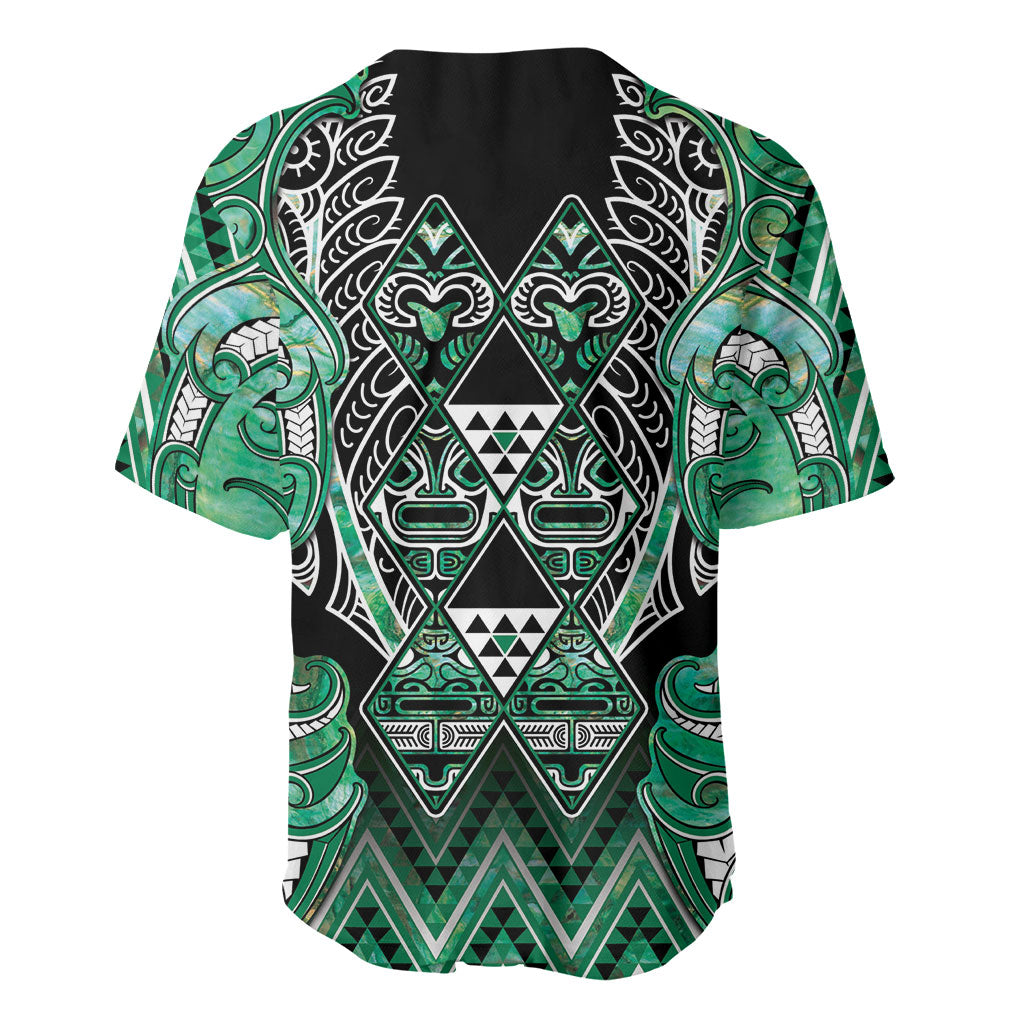 Aotearoa Ngati Awa Baseball Jersey Maori Tribal Green Marble Paua Shell Pattern DT05 - Polynesian Pride