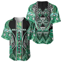 Aotearoa Ngati Awa Baseball Jersey Maori Tribal Green Marble Paua Shell Pattern DT05 - Polynesian Pride