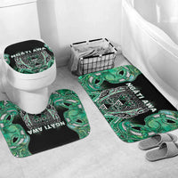 Aotearoa Ngati Awa Bathroom Set Maori Tribal Green Marble Paua Shell Pattern DT05 Mat Set Only (3 pcs) One Size Green - Polynesian Pride