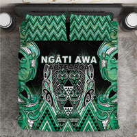 Aotearoa Ngati Awa Bedding Set Maori Tribal Green Marble Paua Shell Pattern DT05 Green - Polynesian Pride