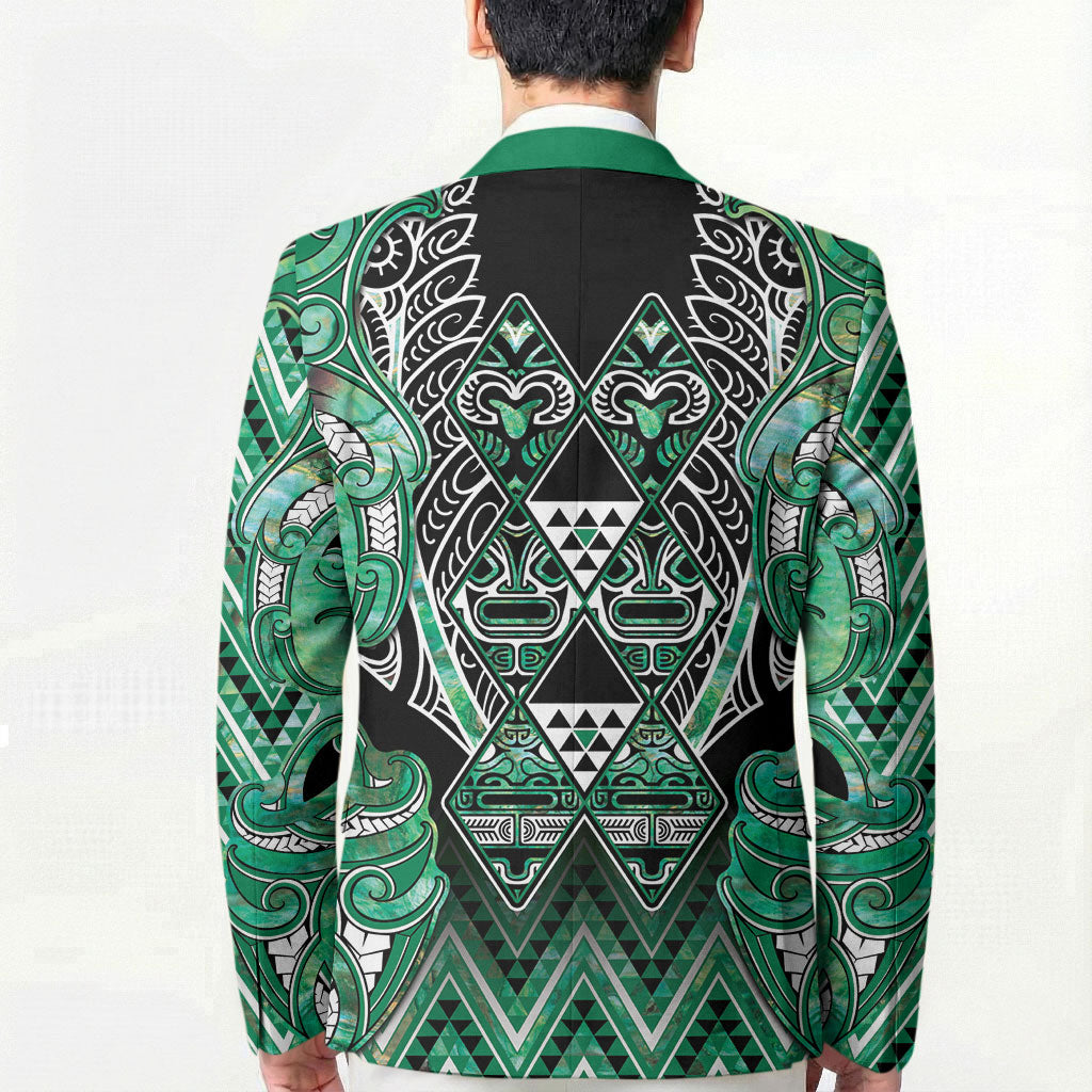 Aotearoa Ngati Awa Blazer Maori Tribal Green Marble Paua Shell Pattern DT05 - Polynesian Pride