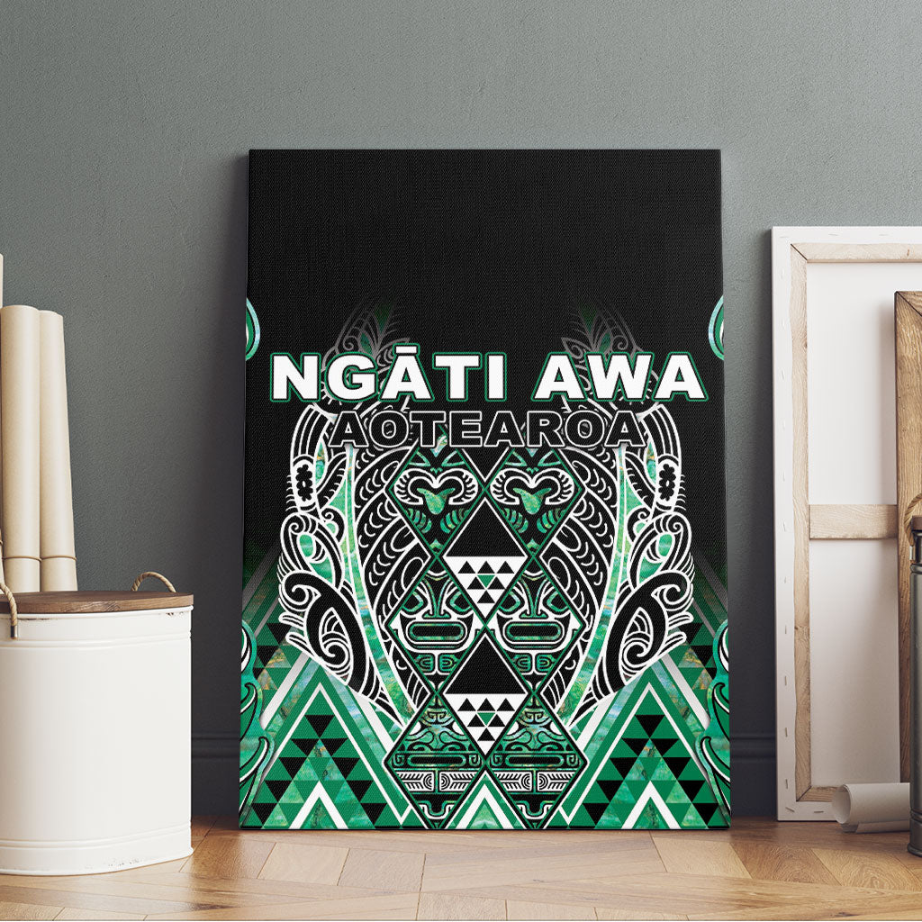 Aotearoa Ngati Awa Canvas Wall Art Maori Tribal Green Marble Paua Shell Pattern DT05 - Polynesian Pride