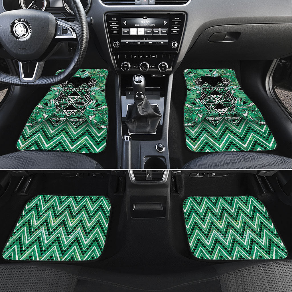 Aotearoa Ngati Awa Car Mats Maori Tribal Green Marble Paua Shell Pattern DT05 Set 4pcs Green - Polynesian Pride