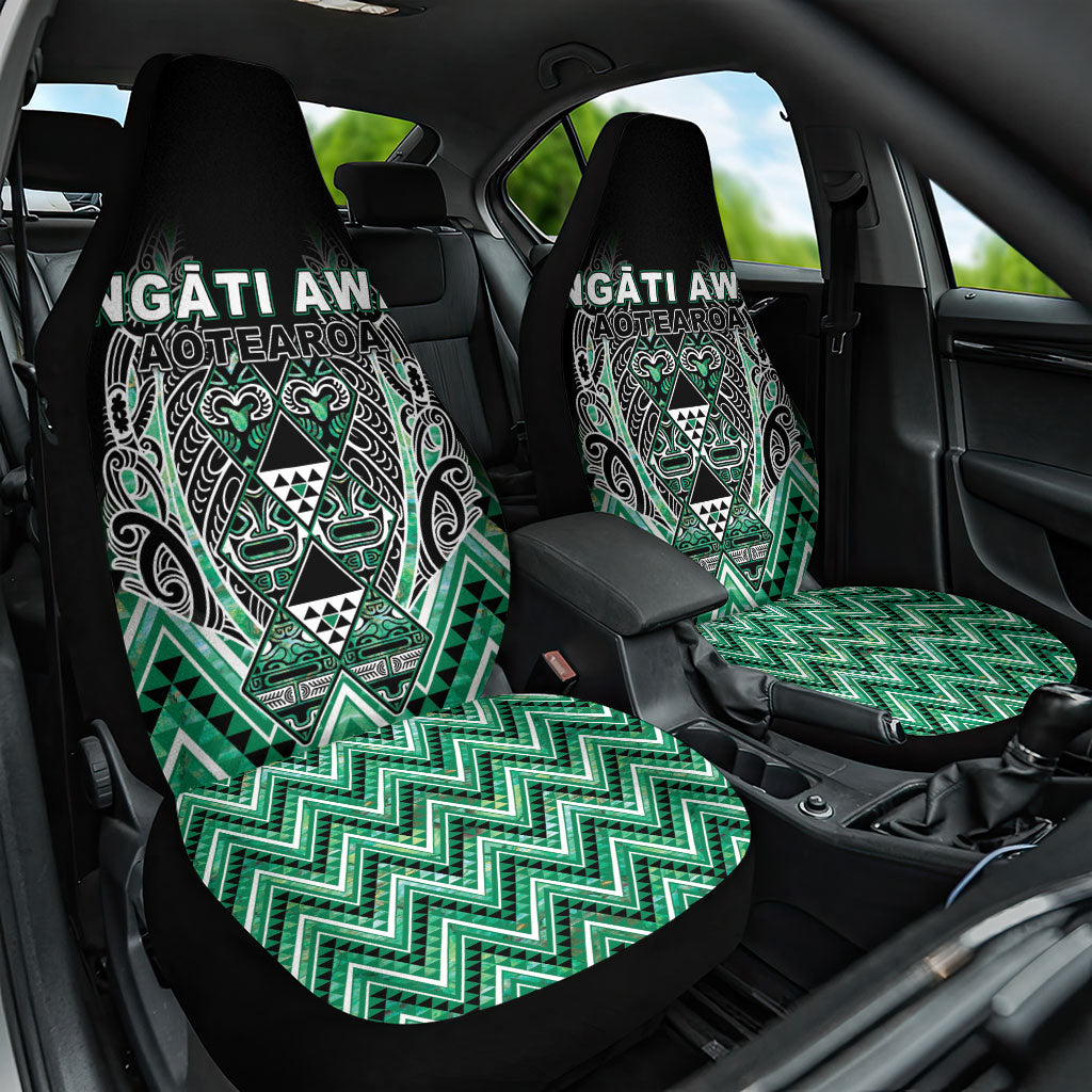 Aotearoa Ngati Awa Car Seat Cover Maori Tribal Green Marble Paua Shell Pattern DT05 One Size Green - Polynesian Pride