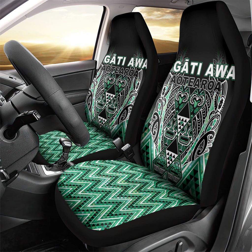 Aotearoa Ngati Awa Car Seat Cover Maori Tribal Green Marble Paua Shell Pattern DT05 - Polynesian Pride