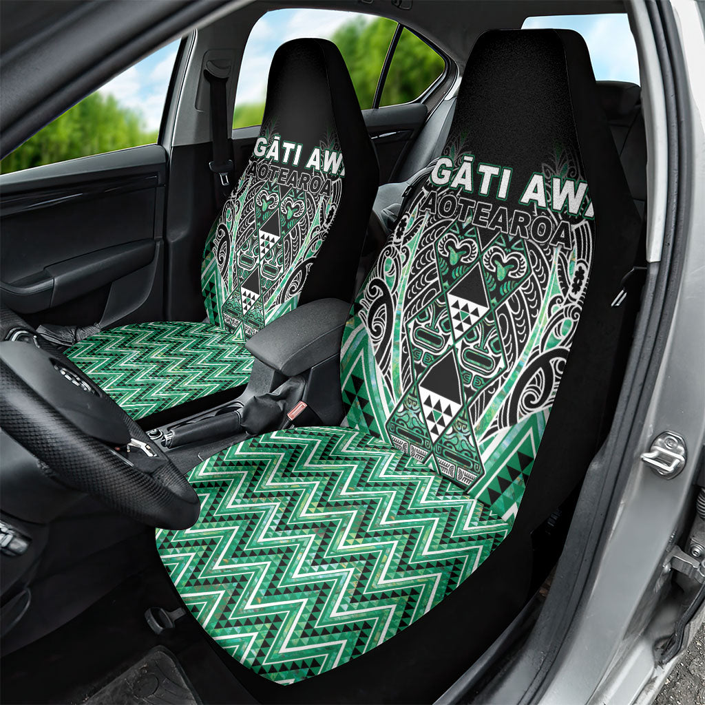 Aotearoa Ngati Awa Car Seat Cover Maori Tribal Green Marble Paua Shell Pattern DT05 - Polynesian Pride