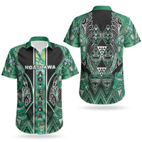 Aotearoa Ngati Awa Couples Matching Off Shoulder Maxi Dress and Hawaiian Shirt Maori Tribal Green Marble Paua Shell Pattern DT05 - Polynesian Pride