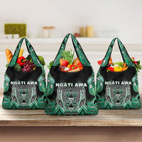 Aotearoa Ngati Awa Grocery Bag Maori Tribal Green Marble Paua Shell Pattern DT05 3-pack One Size Green - Polynesian Pride