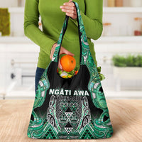 Aotearoa Ngati Awa Grocery Bag Maori Tribal Green Marble Paua Shell Pattern DT05 - Polynesian Pride