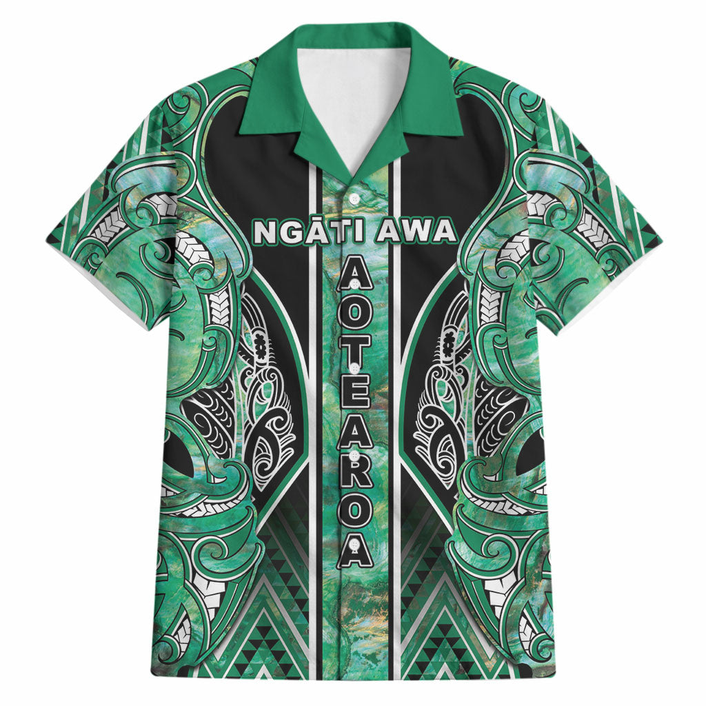 Aotearoa Ngati Awa Hawaiian Shirt Maori Tribal Green Marble Paua Shell Pattern DT05 Green - Polynesian Pride