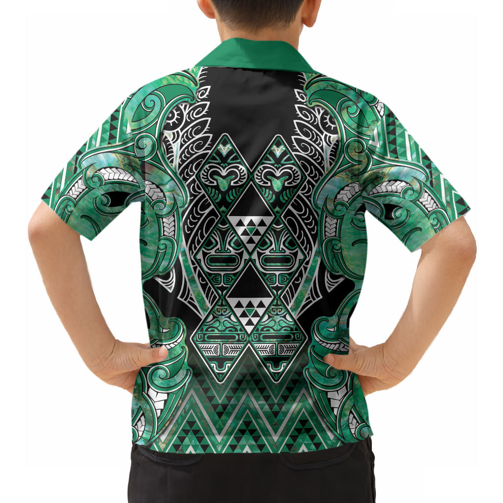 Aotearoa Ngati Awa Hawaiian Shirt Maori Tribal Green Marble Paua Shell Pattern DT05 - Polynesian Pride