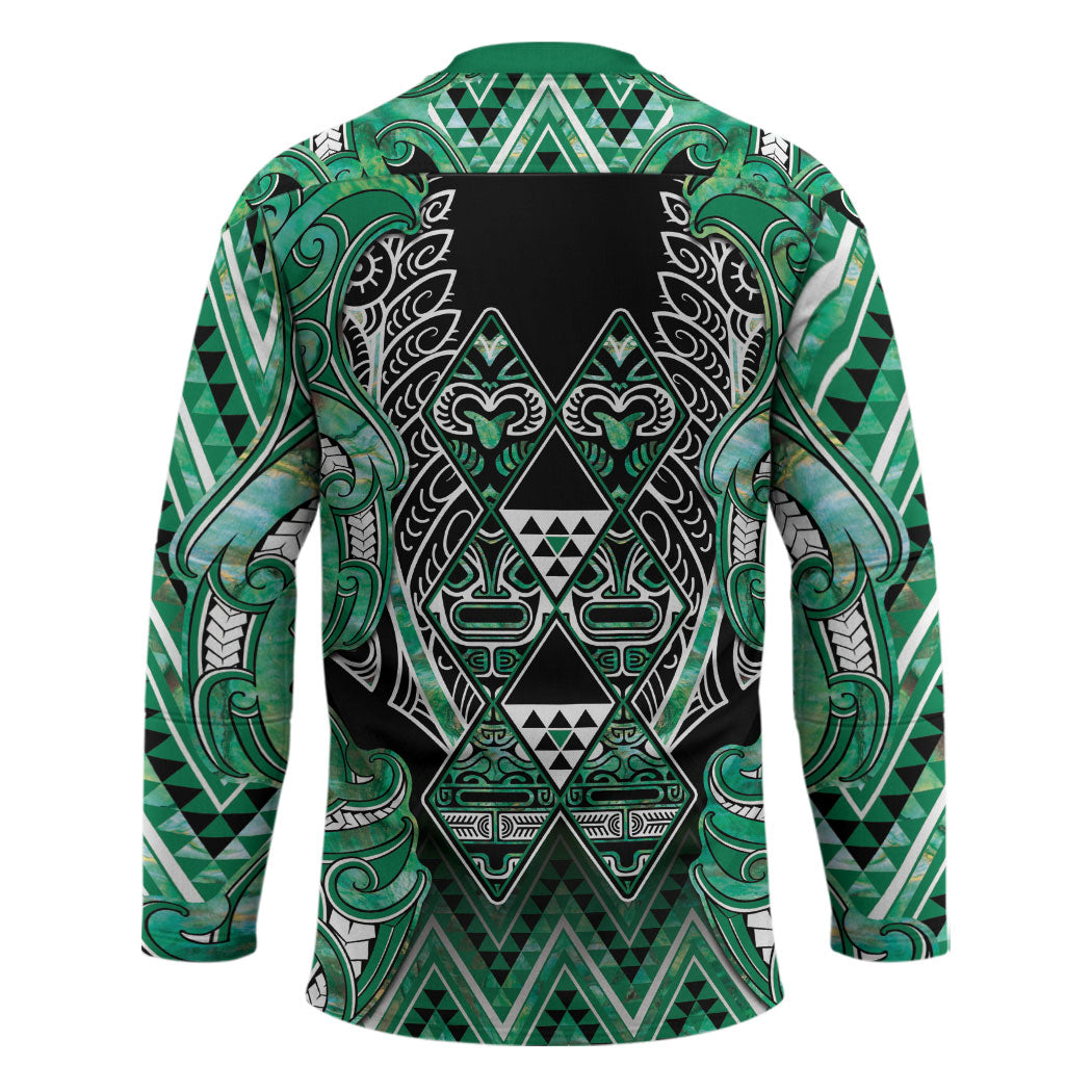 Aotearoa Ngati Awa Hockey Jersey Maori Tribal Green Marble Paua Shell Pattern DT05 - Polynesian Pride