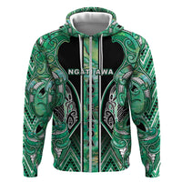 Aotearoa Ngati Awa Hoodie Maori Tribal Green Marble Paua Shell Pattern DT05 Zip Hoodie Green - Polynesian Pride