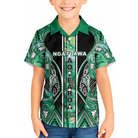 Aotearoa Ngati Awa Kid Hawaiian Shirt Maori Tribal Green Marble Paua Shell Pattern DT05 Kid Green - Polynesian Pride