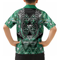 Aotearoa Ngati Awa Kid Hawaiian Shirt Maori Tribal Green Marble Paua Shell Pattern DT05 - Polynesian Pride