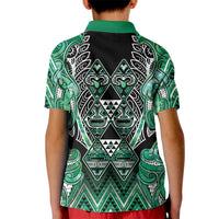 Aotearoa Ngati Awa Kid Polo Shirt Maori Tribal Green Marble Paua Shell Pattern DT05 - Polynesian Pride