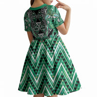 Aotearoa Ngati Awa Kid Short Sleeve Dress Maori Tribal Green Marble Paua Shell Pattern DT05 - Polynesian Pride