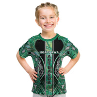 Aotearoa Ngati Awa Kid T Shirt Maori Tribal Green Marble Paua Shell Pattern DT05 Green - Polynesian Pride
