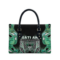 Aotearoa Ngati Awa Leather Bag Maori Tribal Green Marble Paua Shell Pattern DT05 - Polynesian Pride