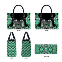 Aotearoa Ngati Awa Leather Bag Maori Tribal Green Marble Paua Shell Pattern DT05 - Polynesian Pride