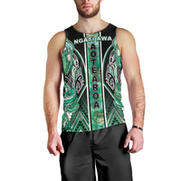 Aotearoa Ngati Awa Men Tank Top Maori Tribal Green Marble Paua Shell Pattern DT05 - Polynesian Pride