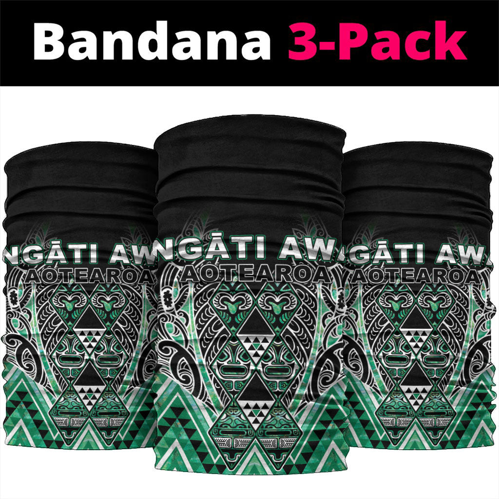 Aotearoa Ngati Awa Neck Gaiter Maori Tribal Green Marble Paua Shell Pattern DT05 package One Size: 25*50cm Green - Polynesian Pride