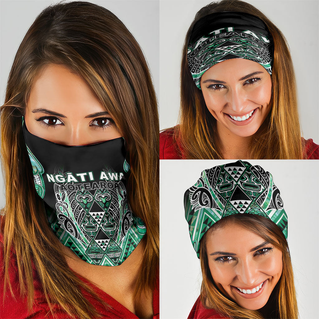 Aotearoa Ngati Awa Neck Gaiter Maori Tribal Green Marble Paua Shell Pattern DT05 - Polynesian Pride