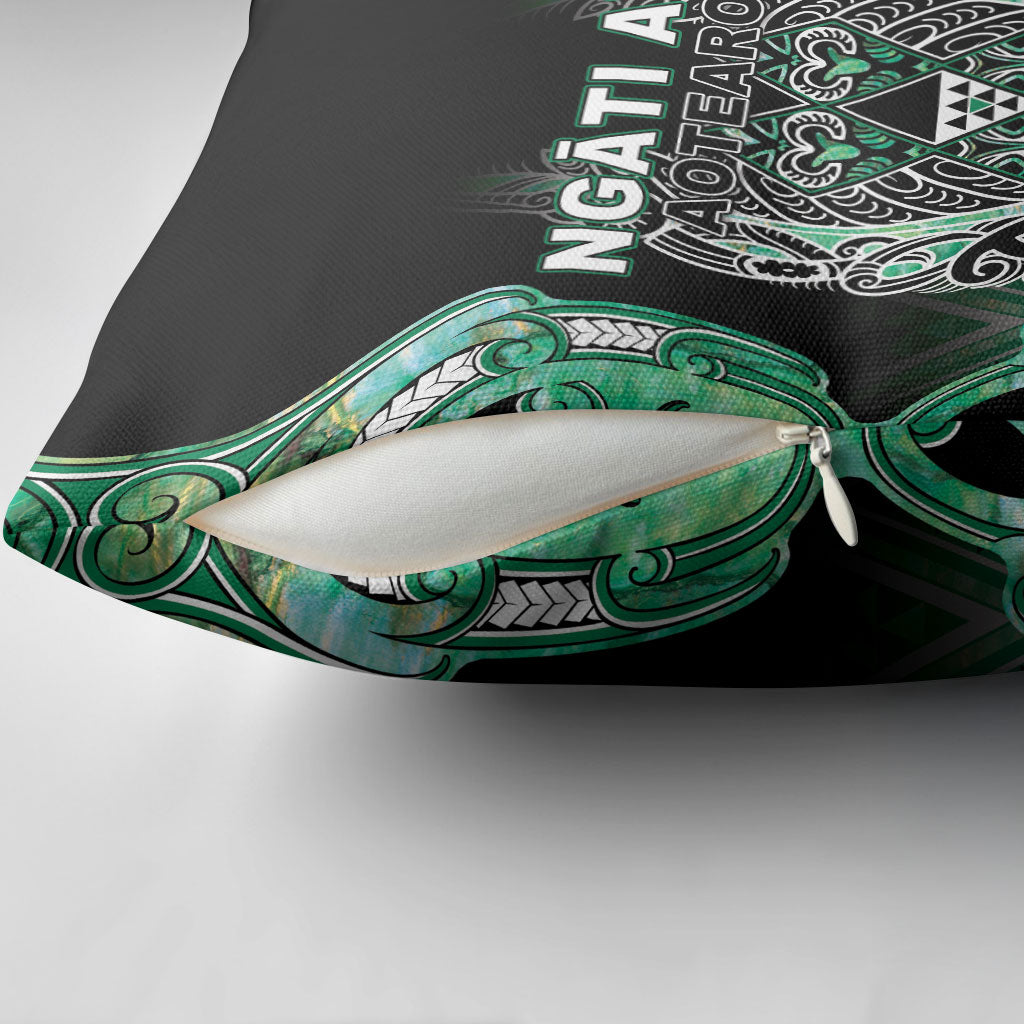 Aotearoa Ngati Awa Pillow Cover Maori Tribal Green Marble Paua Shell Pattern DT05 - Polynesian Pride
