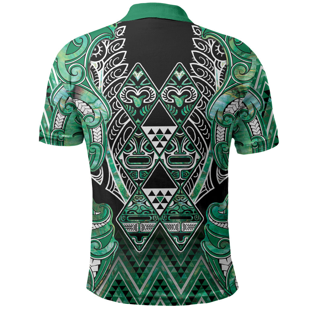 Aotearoa Ngati Awa Polo Shirt Maori Tribal Green Marble Paua Shell Pattern DT05 - Polynesian Pride