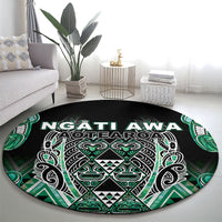 Aotearoa Ngati Awa Round Carpet Maori Tribal Green Marble Paua Shell Pattern DT05 - Polynesian Pride