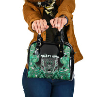 Aotearoa Ngati Awa Shoulder Handbag Maori Tribal Green Marble Paua Shell Pattern DT05 One Size Green - Polynesian Pride