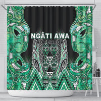 Aotearoa Ngati Awa Shower Curtain Maori Tribal Green Marble Paua Shell Pattern DT05 - Polynesian Pride
